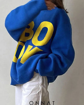 Bold Lettering Sweatshirt Dark Blue / S Sweaters & Cardigans