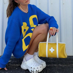 Bold Lettering Sweatshirt Sweaters & Cardigans