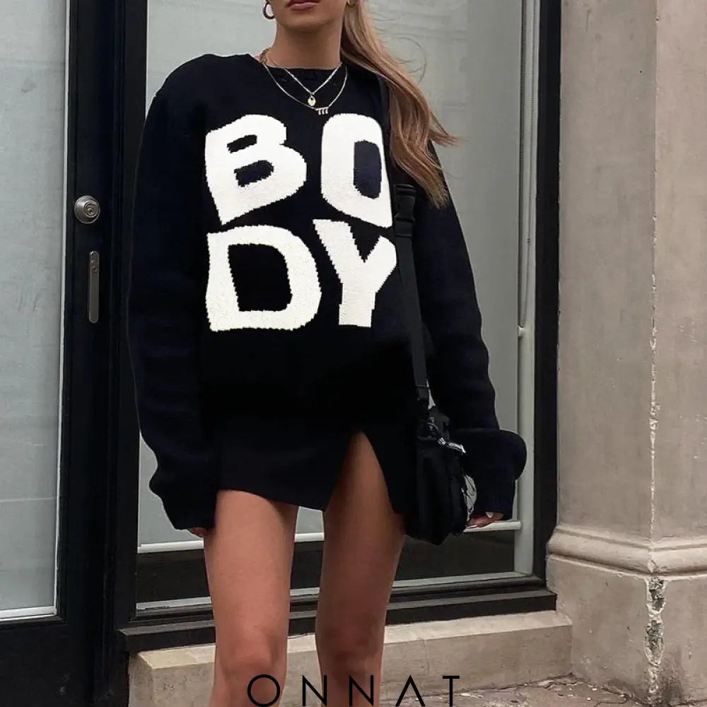 Bold Lettering Sweatshirt Sweaters & Cardigans