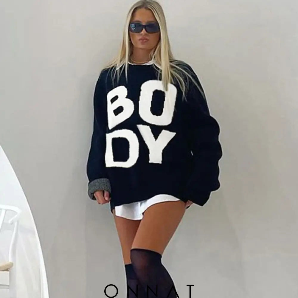 Bold Lettering Sweatshirt Sweaters & Cardigans