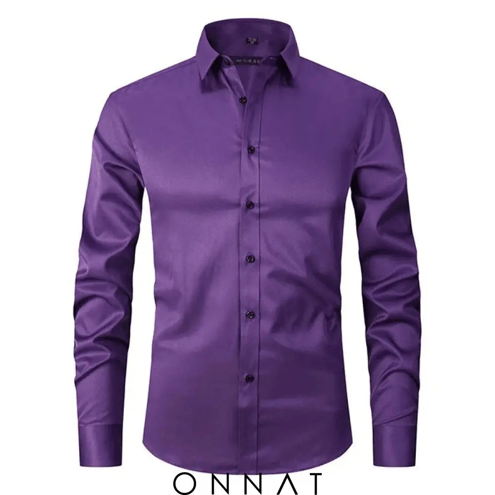 Breathable High Elasticity Anti-Wrinkle Shirt Purple / S Menswear