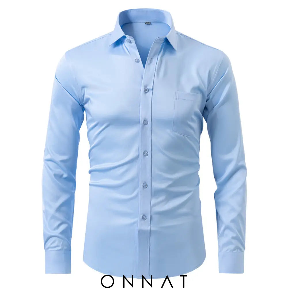 Breathable High Elasticity Anti-Wrinkle Shirt Sky Blue / S Menswear