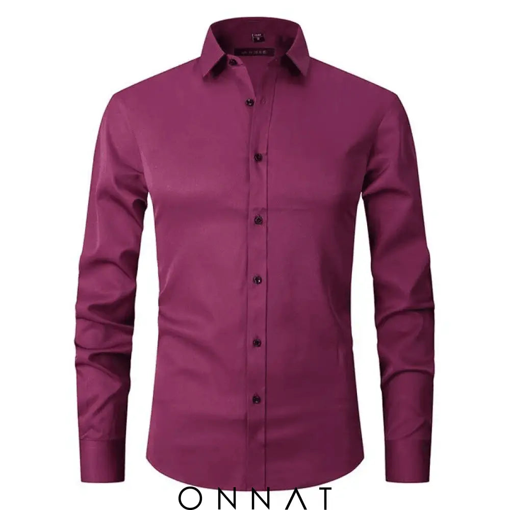 Breathable High Elasticity Anti-Wrinkle Shirt Wine Red / S Menswear