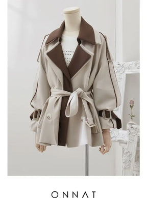 Brown Two Tone Trench Jacket