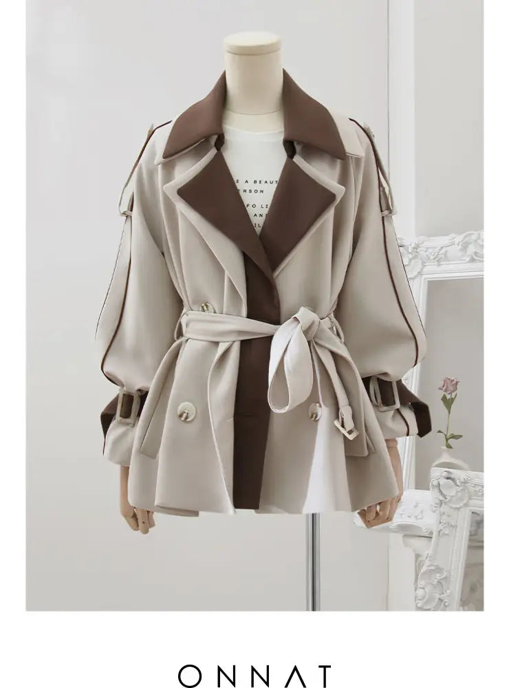 Brown Two Tone Trench Jacket