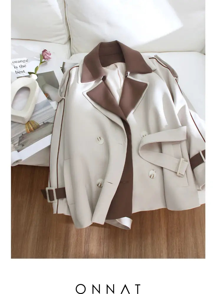 Brown Two Tone Trench Jacket