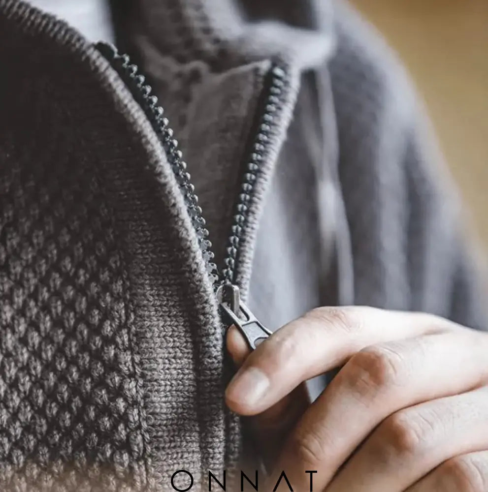 Casual Half -Zip Knitted Hoodie Menswear