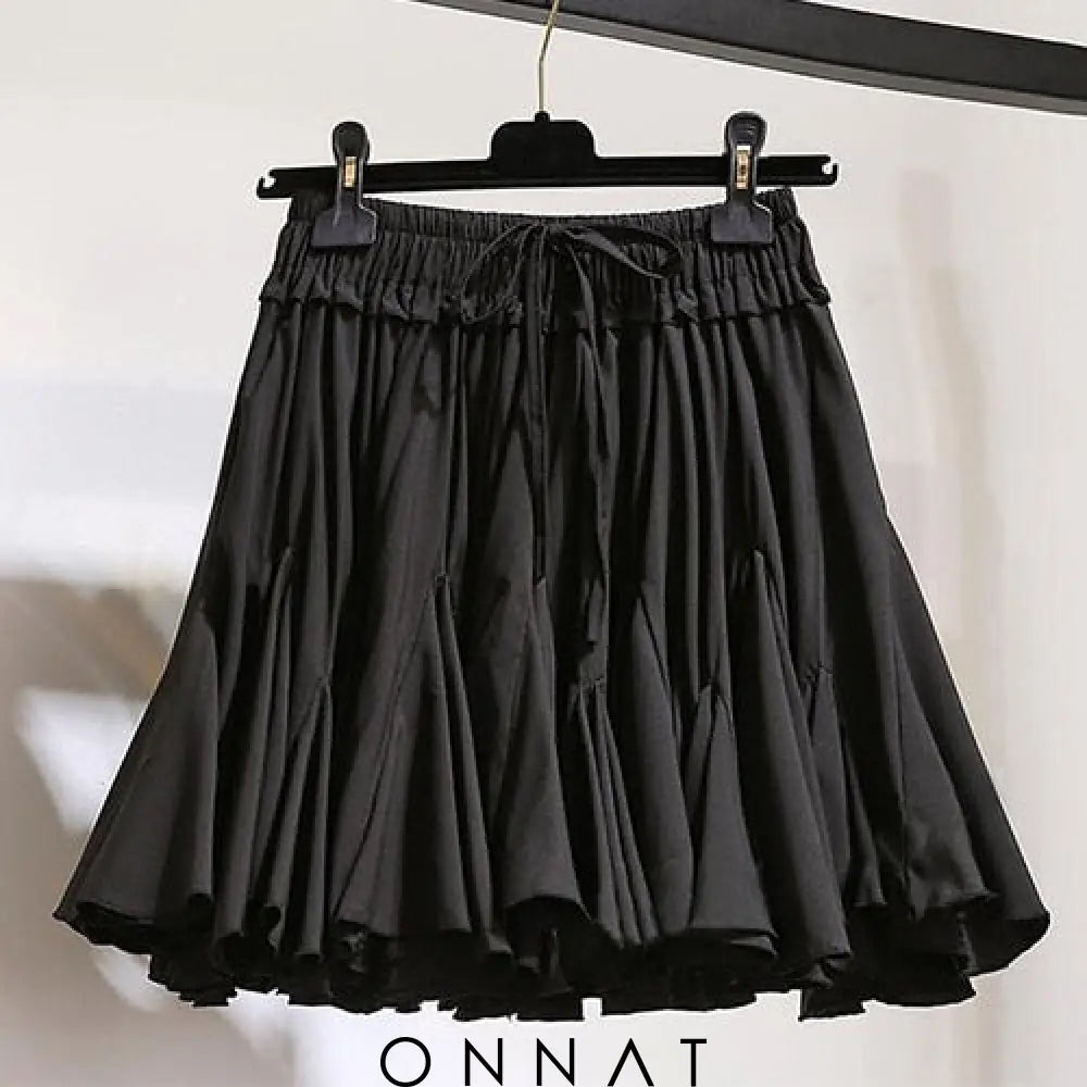 Chiffon Frill Mini Skirt Black / S Skirts