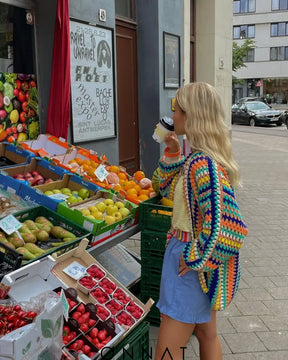 Colorful Striped Knitted Cardigan Sweaters & Cardigans