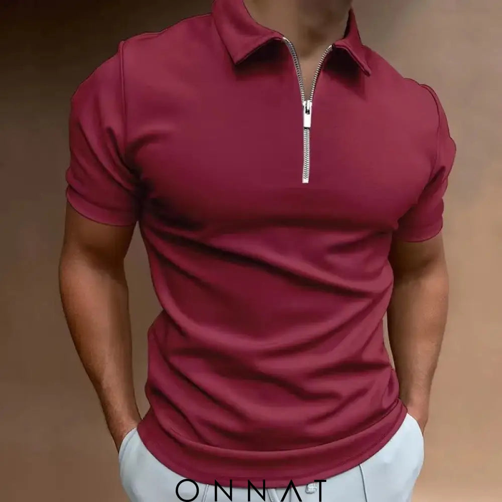 Confy Zipper Polo Shirt Wine Red / Medium Menswear