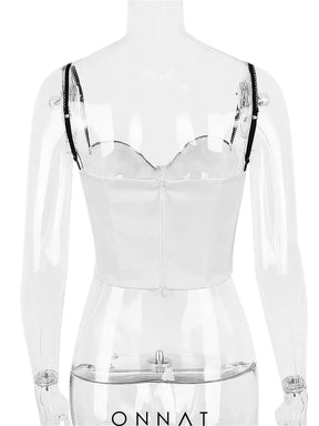 Contrast Satin Bustier Corset Top Shirts