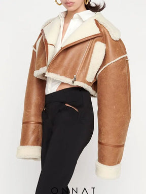 Cropped Fur Lining Biker Jacket Coats & Jackets