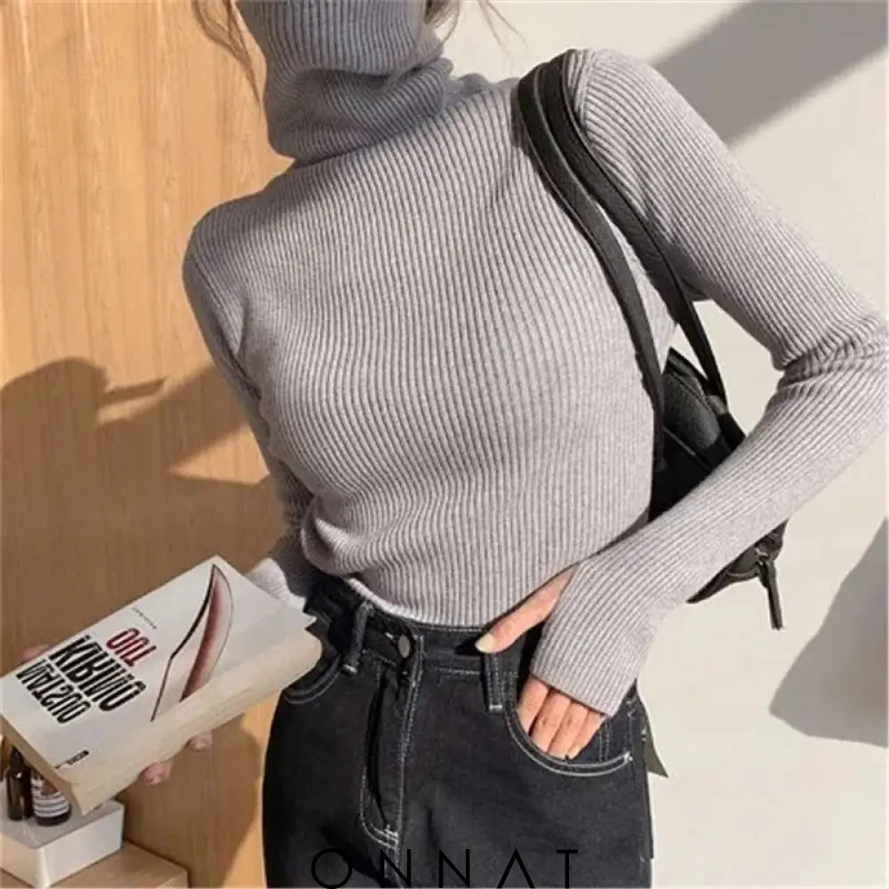 Delilah Turtleneck Sweater Light Grey / S Sweaters & Cardigans