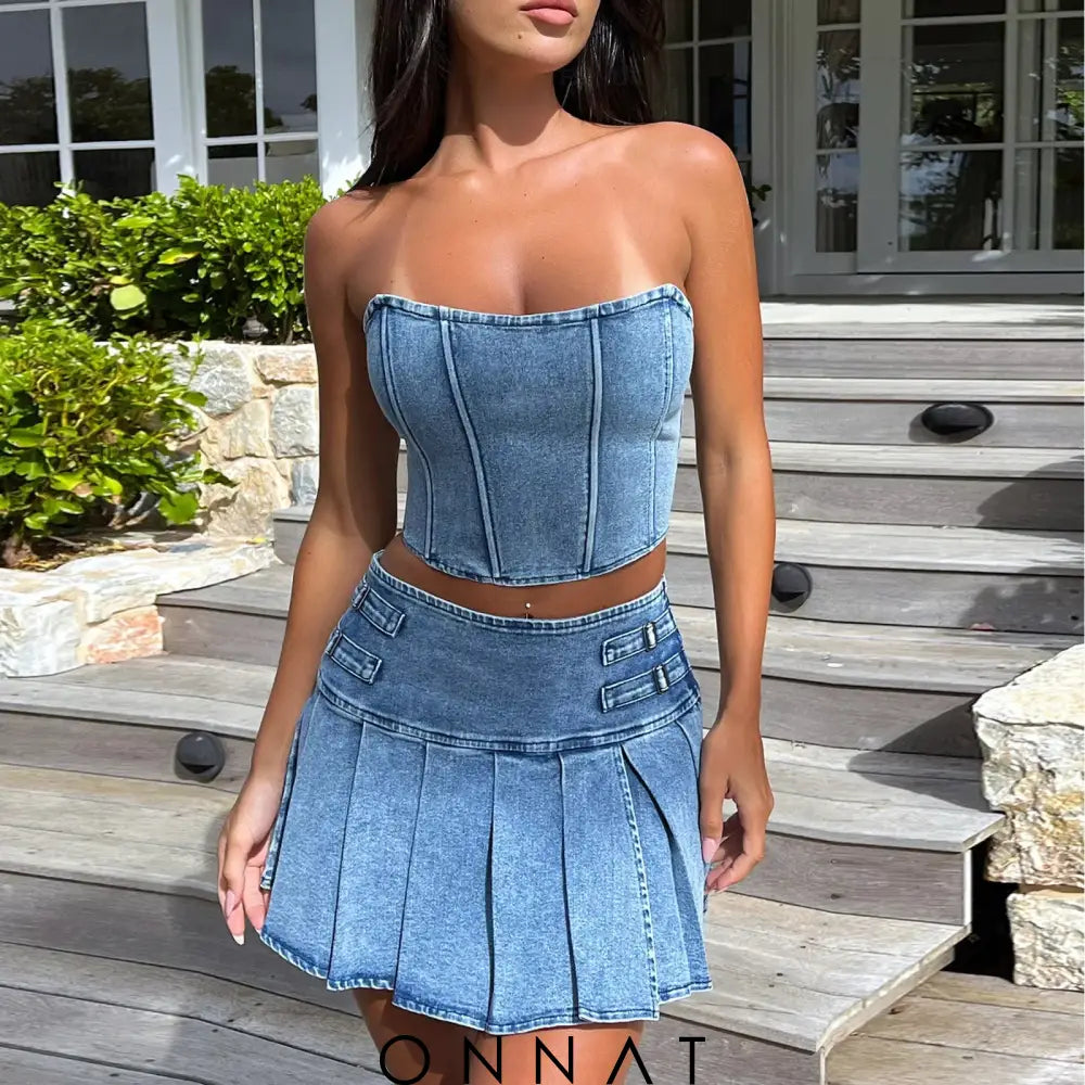 Denim Delicat Set Skirt And Top Set / S Women’s Sets