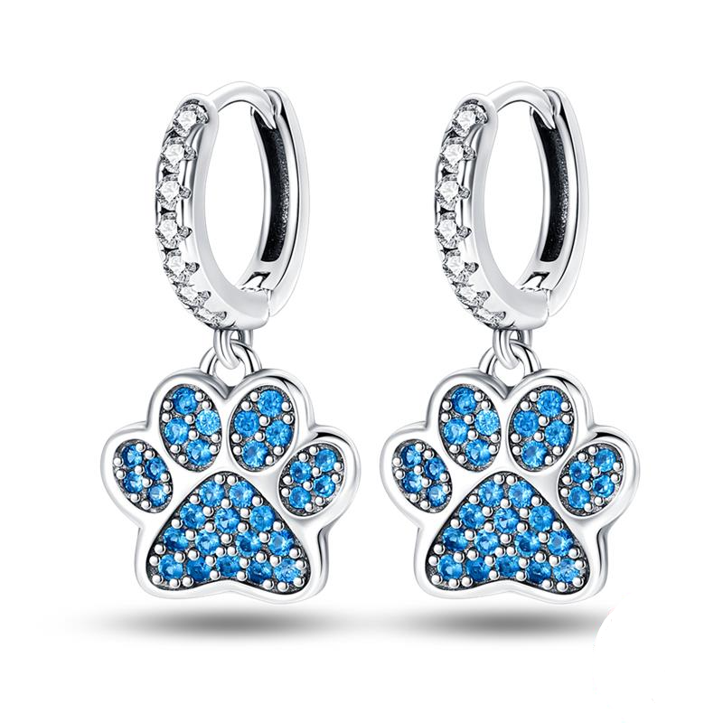 Onnat Studded Blue Paw Earring- 925 Silver