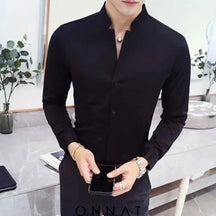 Elegant Slim Fit Long Sleeve Shirt Black / M Menswear