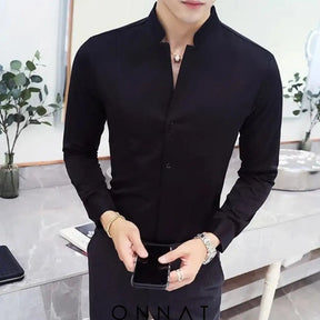 Elegant Slim Fit Long Sleeve Shirt Menswear