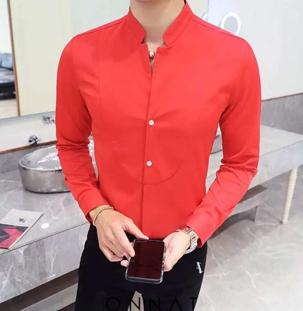 Elegant Slim Fit Long Sleeve Shirt Menswear