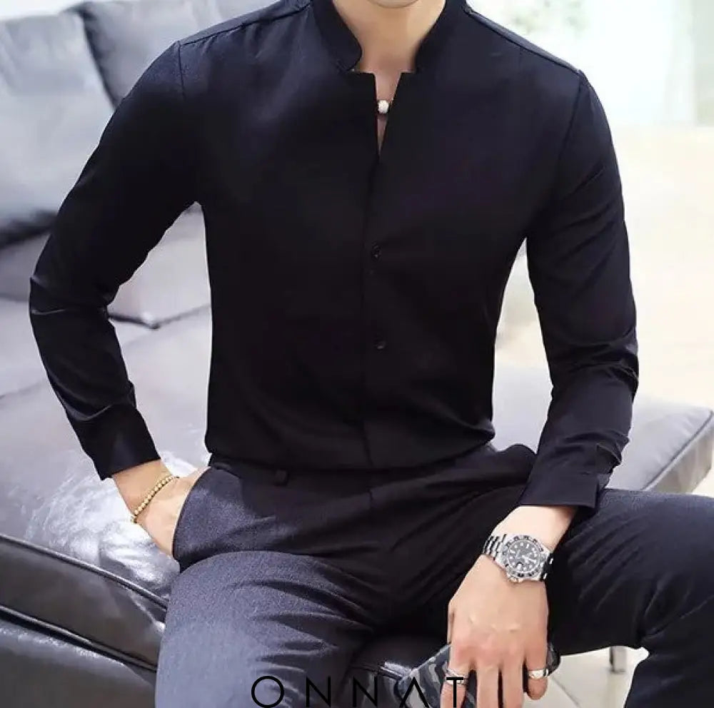 Elegant Slim Fit Long Sleeve Shirt Menswear