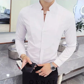 Elegant Slim Fit Long Sleeve Shirt Menswear