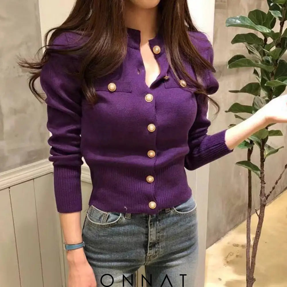 Elliott Cardigan Purple / One Size Sweaters & Cardigans