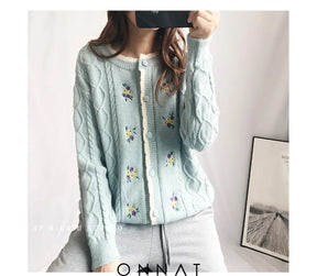 Embroidery Floral Cable Knitted Cardigan Sweaters & Cardigans