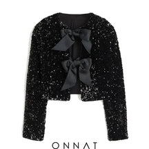 Fashion Bow Sequin Jacket Black / Xs Shirts