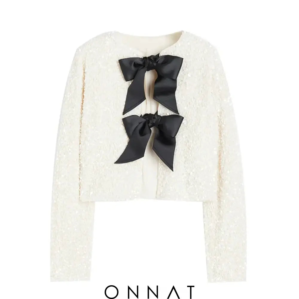 Fashion Bow Sequin Jacket White / Xs Shirts