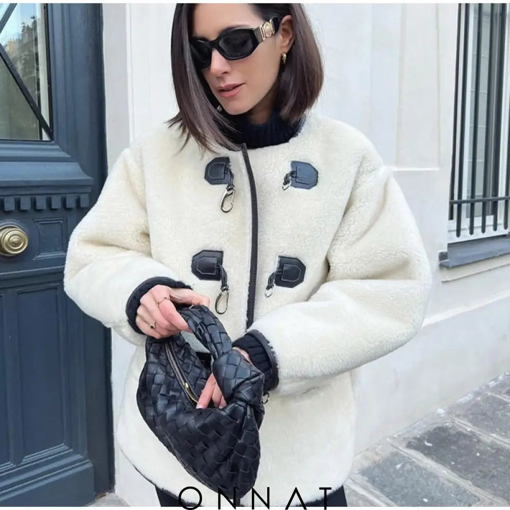 Faux Fur Plush Buckle Jacket Coats & Jackets