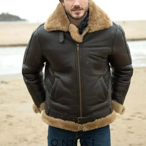 Faux-Sheepskin Leather Jacket Menswear