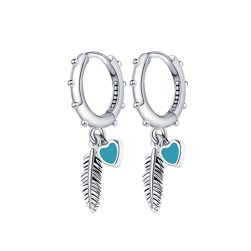 Onnat Heart Feather Earring - 925 Silver