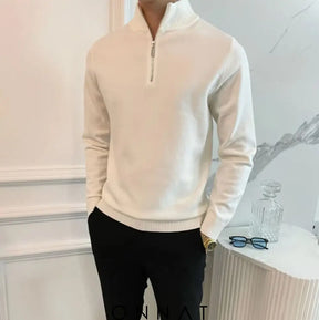 Fine Quarter Zip Sweater White / M Menswear