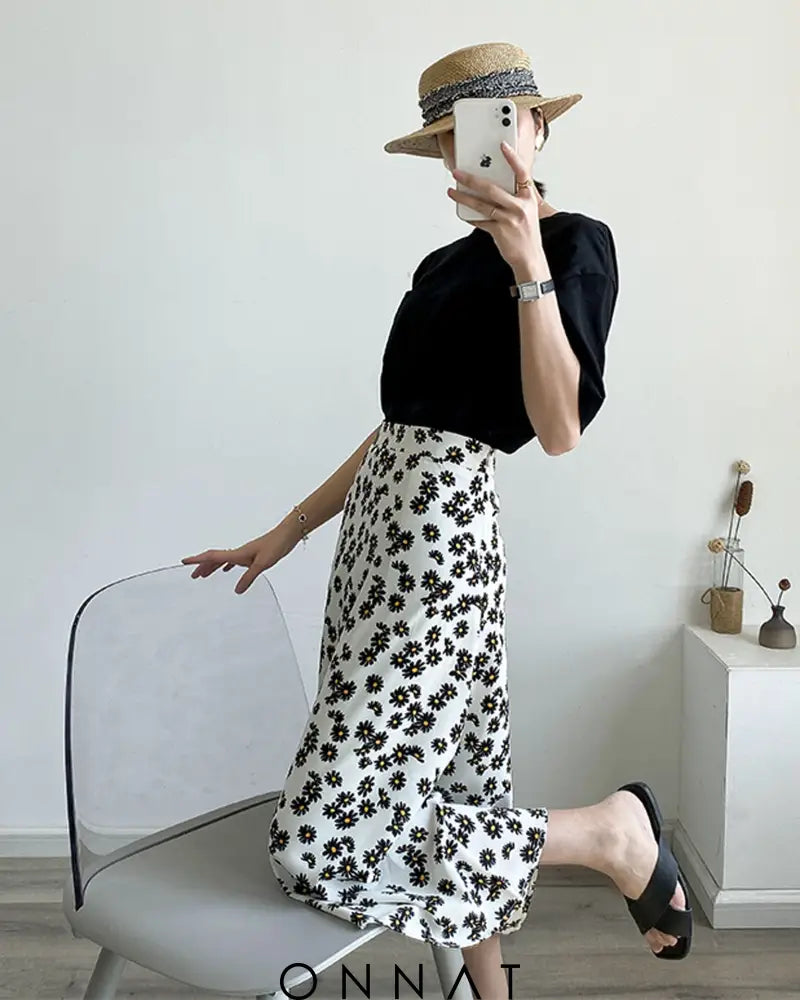 Floral Print Long Skirt Skirts