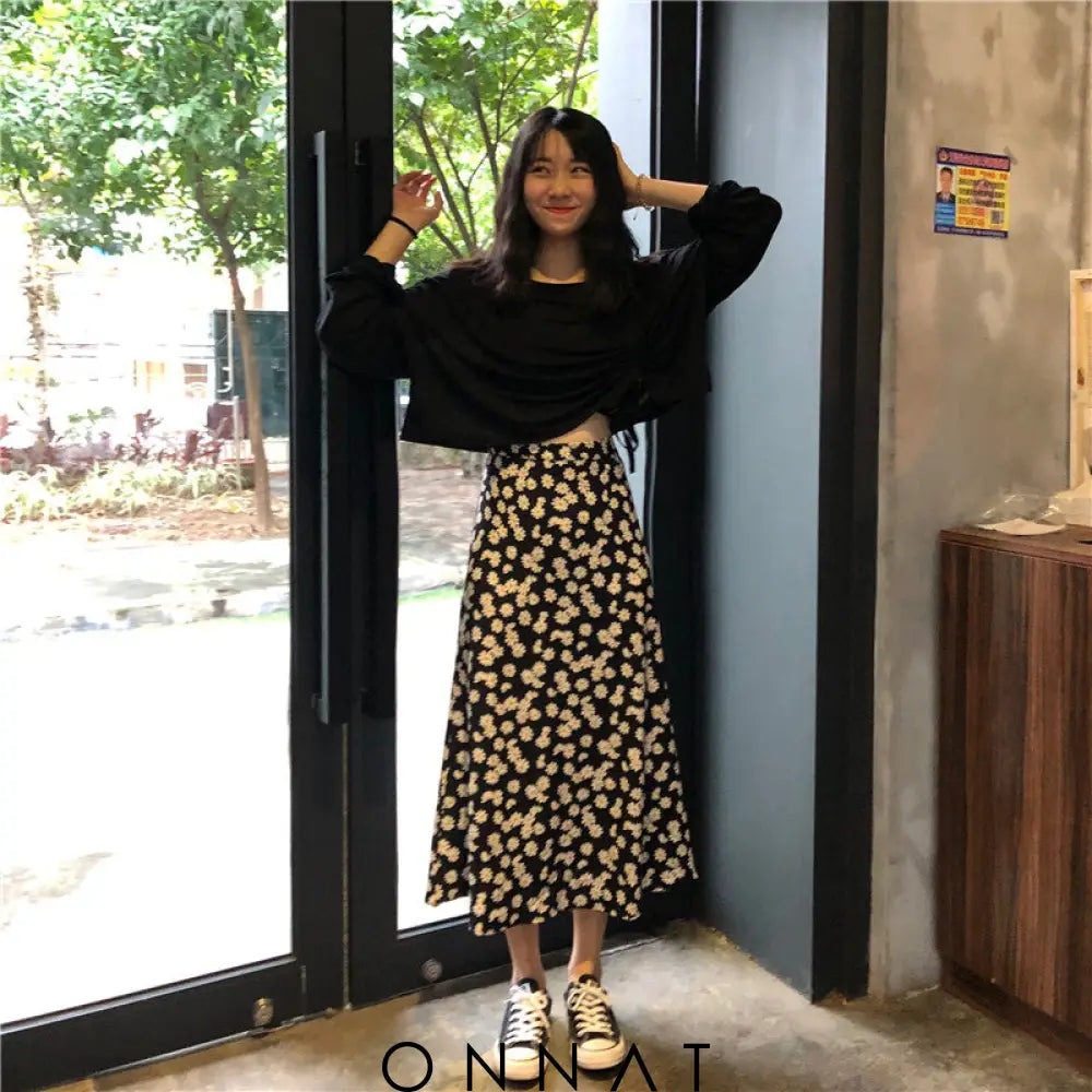 Floral Print Long Skirt Skirts