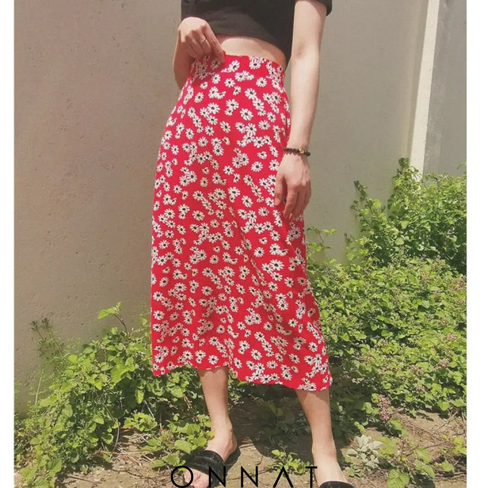 Floral Print Long Skirt Skirts