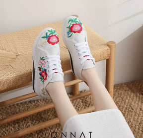 Florinda Sneakers - Embroidered With Flowers And Laces Shoes