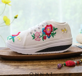 Florinda Sneakers - Embroidered With Flowers And Laces Shoes