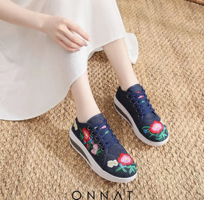 Florinda Sneakers - Embroidered With Flowers And Laces Shoes