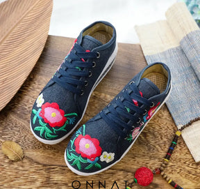 Florinda Sneakers - Embroidered With Flowers And Laces Shoes