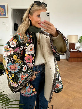 Flower Printed Coat Coats & Jackets