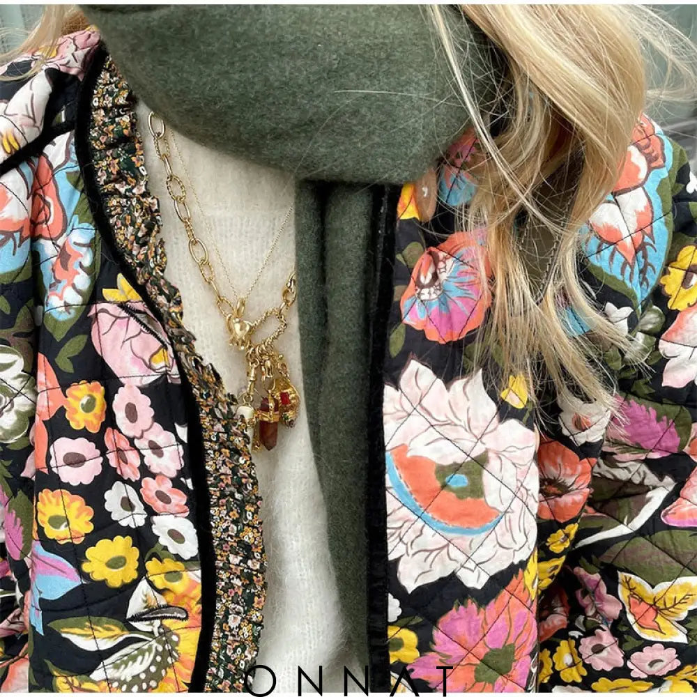 Flower Printed Coat Coats & Jackets