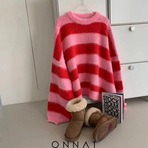 Fuzzy Knit Stripe Sweater Sweaters & Cardigans