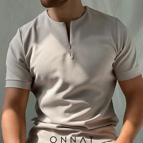 Half-Zip Casual T-Shirt Menswear