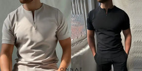 Half-Zip Casual T-Shirt Menswear