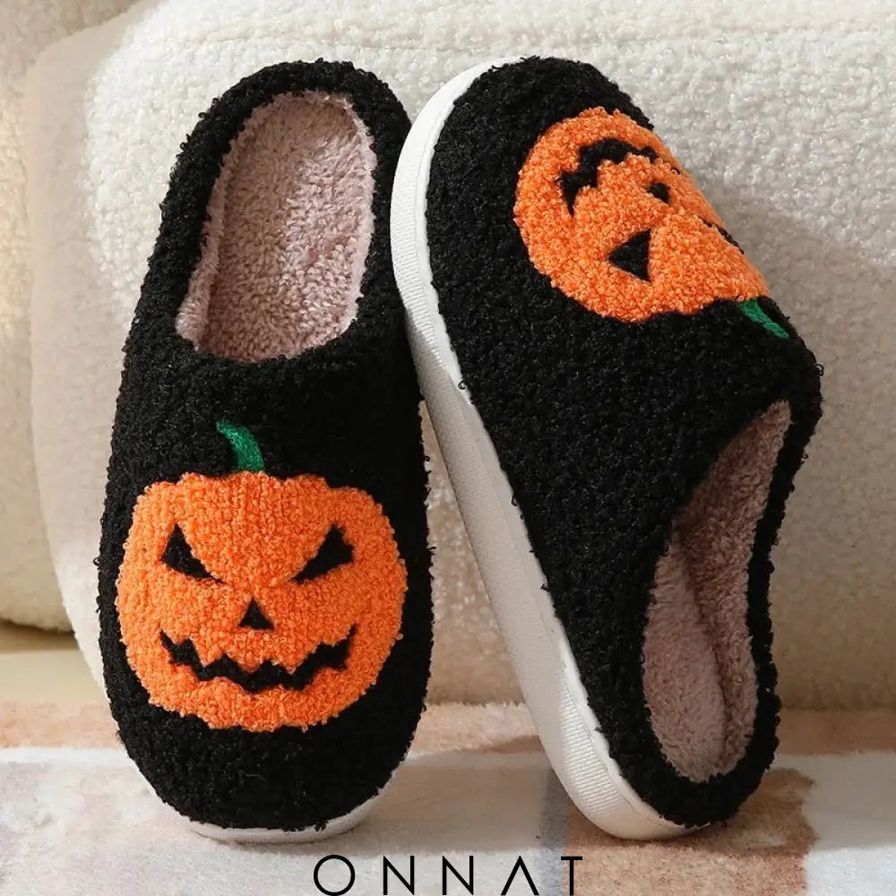 Halloween Pumpkin Slipper 36-37 / Black Pumpkin Sandals