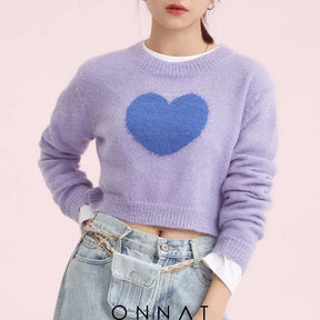 Heart Pastel Crop Sweater Sweaters & Cardigans