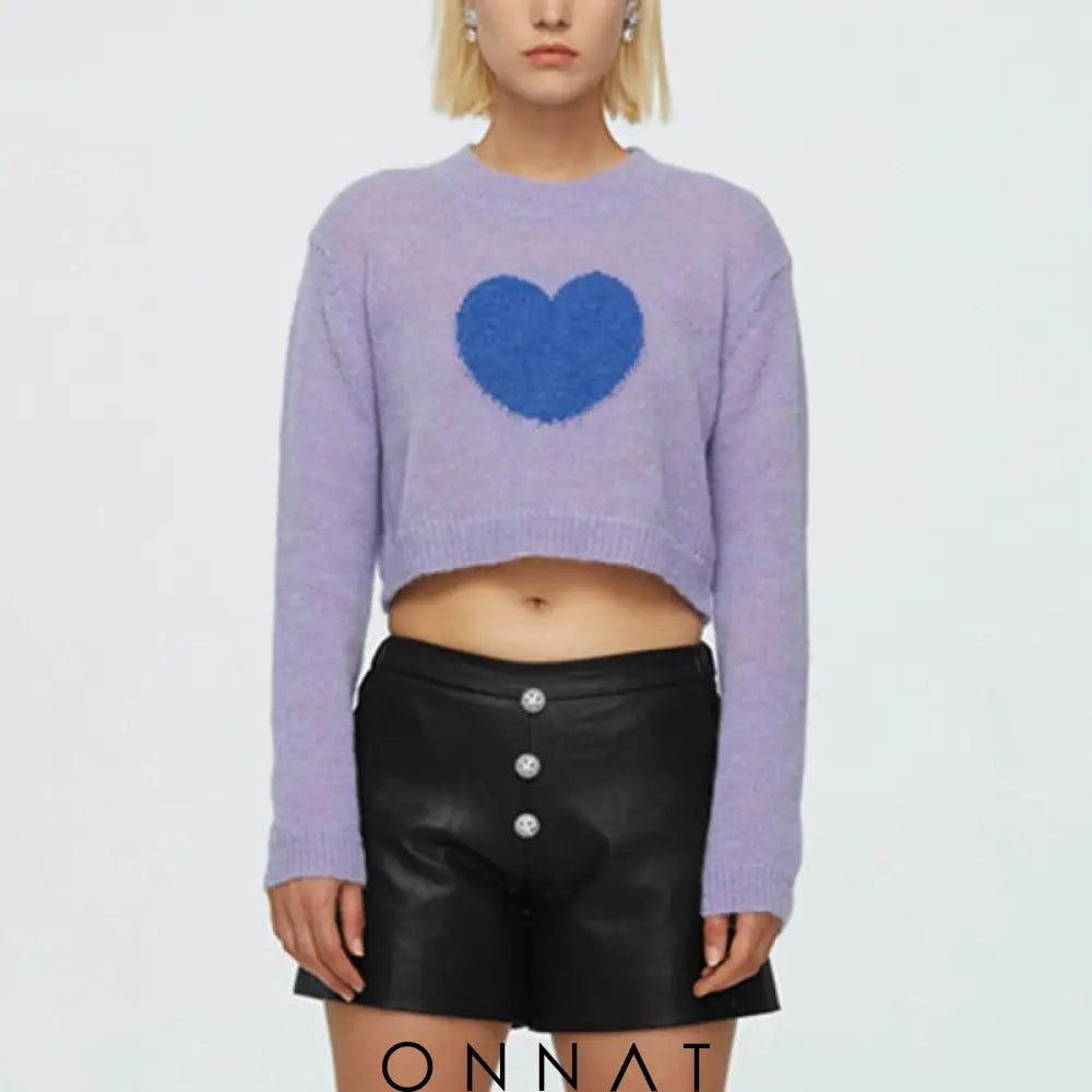 Heart Pastel Crop Sweater Sweaters & Cardigans