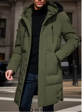 Hooded Mid-Length Jacket Army Green / Medium Menswear