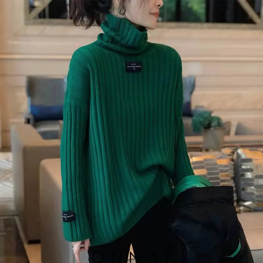 Jade Turtleneck Sweater Green / S Sweaters & Cardigans