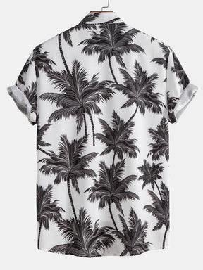 Palm Tree Print Button Up Shirt & Swim Short